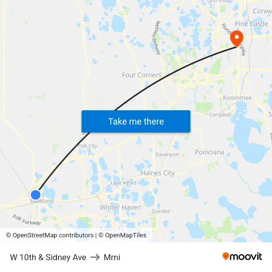 W 10th & Sidney Ave to Mmi map