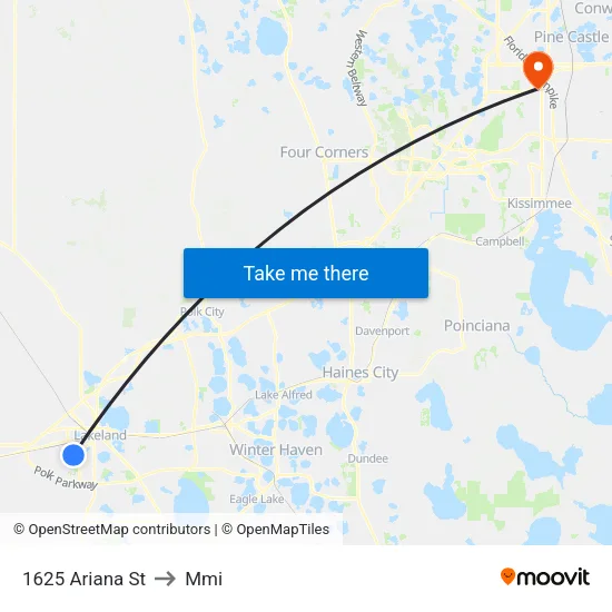1625 Ariana St to Mmi map