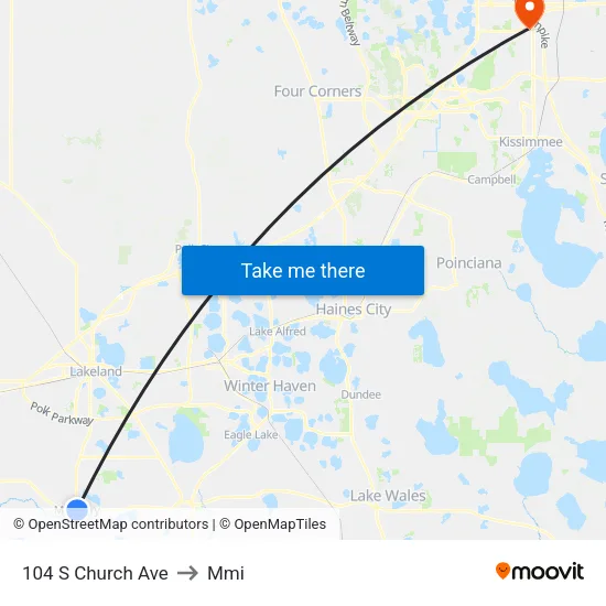 104 S Church Ave to Mmi map
