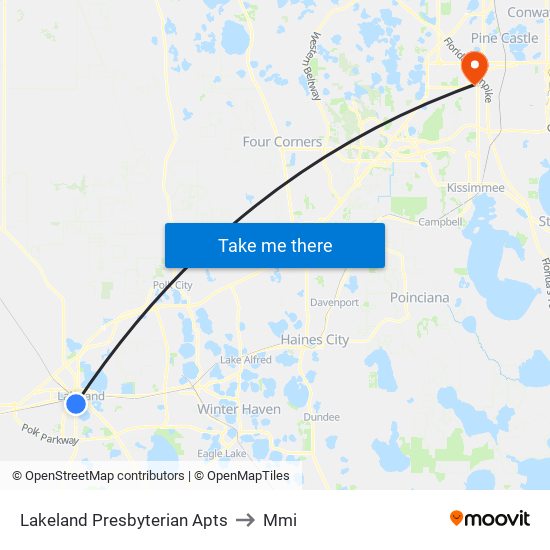 Lakeland Presbyterian Apts to Mmi map