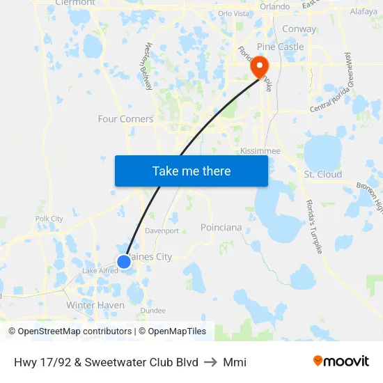 Hwy 17/92 & Sweetwater Club Blvd to Mmi map