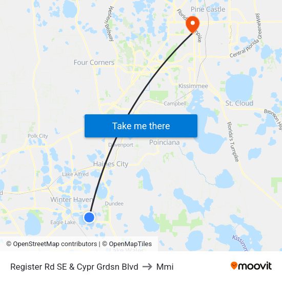 Register Rd SE & Cypr Grdsn Blvd to Mmi map