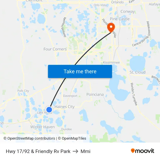 Hwy 17/92 & Friendly Rv Park to Mmi map