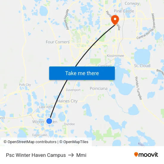 Psc Winter Haven Campus to Mmi map