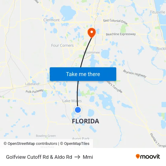 Golfview Cutoff Rd & Aldo Rd to Mmi map