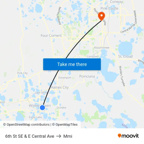 6th St SE & E Central Ave to Mmi map