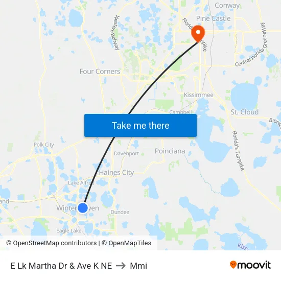 E Lk Martha Dr & Ave K NE to Mmi map