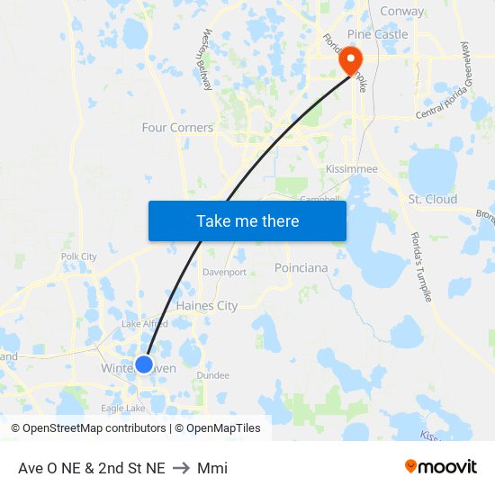 Ave O NE & 2nd St NE to Mmi map