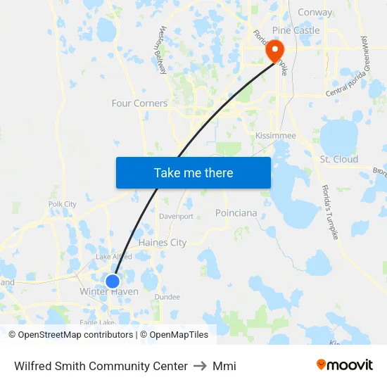 Wilfred Smith Community Center to Mmi map