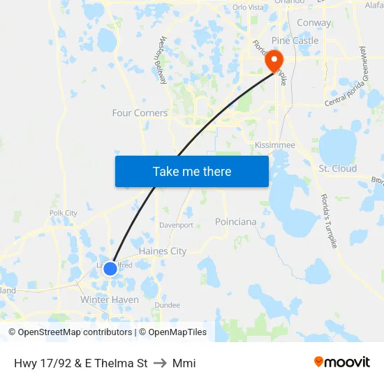 Hwy 17/92 & E Thelma St to Mmi map