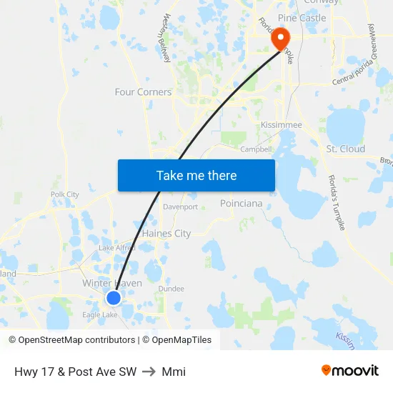 Hwy 17 & Post Ave SW to Mmi map