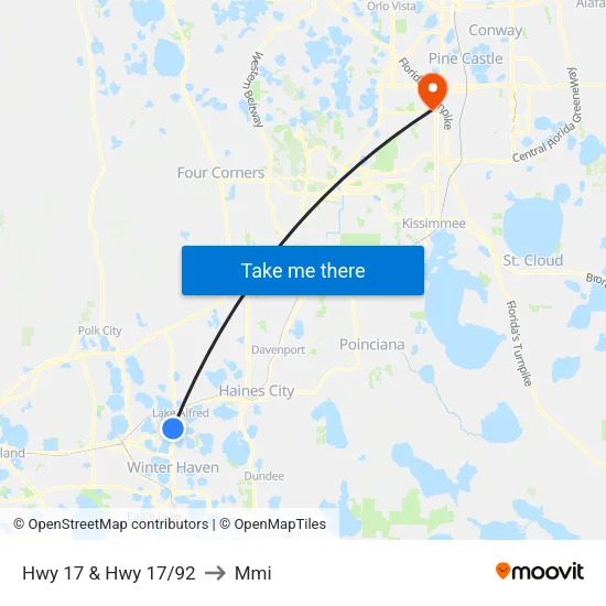 Hwy 17 & Hwy 17/92 to Mmi map