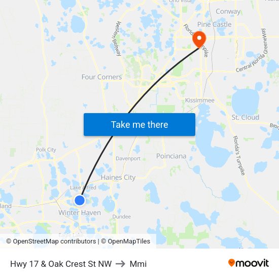 Hwy 17 & Oak Crest St NW to Mmi map