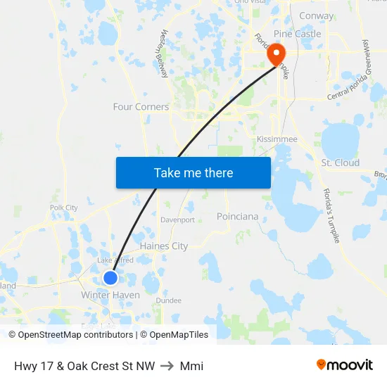 Hwy 17 & Oak Crest St NW to Mmi map