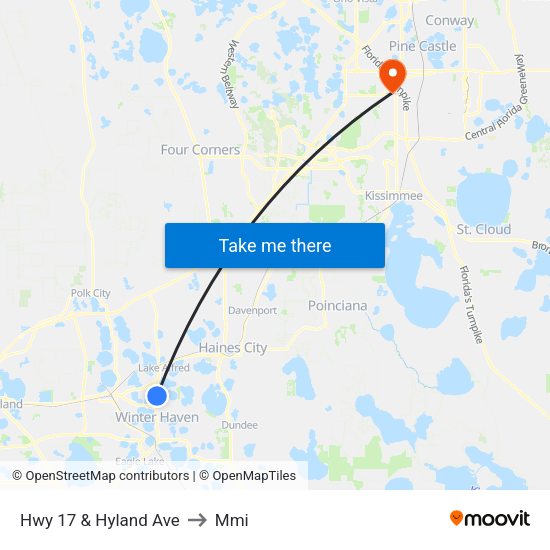 Hwy 17 & Hyland Ave to Mmi map