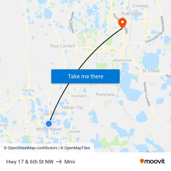 Hwy 17 & 6th St NW to Mmi map