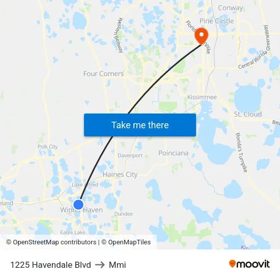 1225 Havendale Blvd to Mmi map
