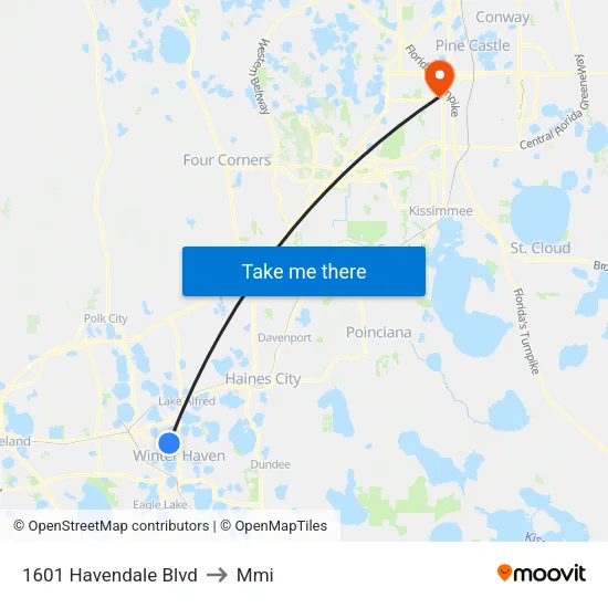 1601 Havendale Blvd to Mmi map