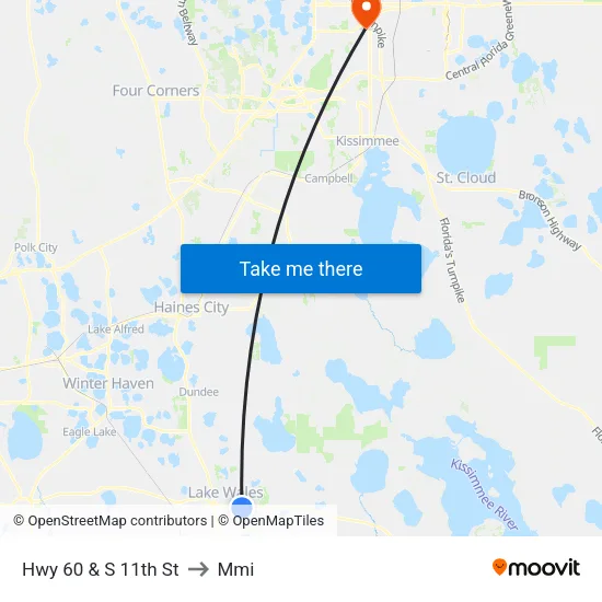 Hwy 60 & S 11th St to Mmi map