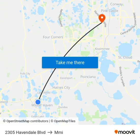 2305 Havendale Blvd to Mmi map
