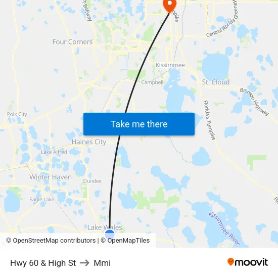 Hwy 60 & High St to Mmi map