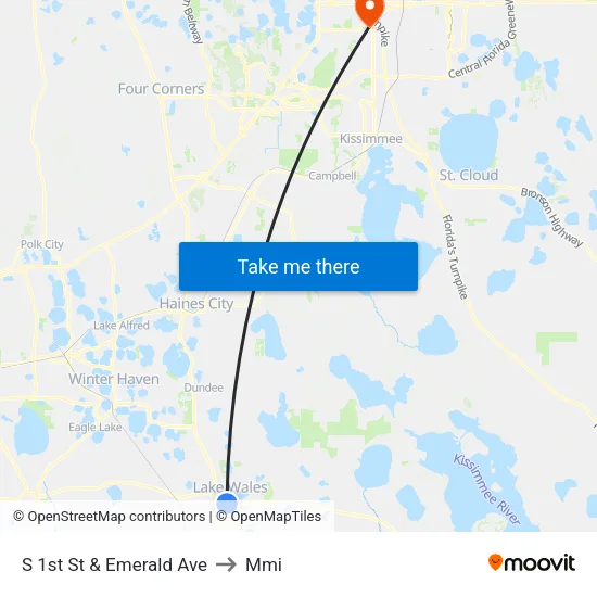 S 1st St & Emerald Ave to Mmi map