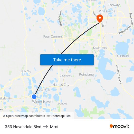 353 Havendale Blvd to Mmi map
