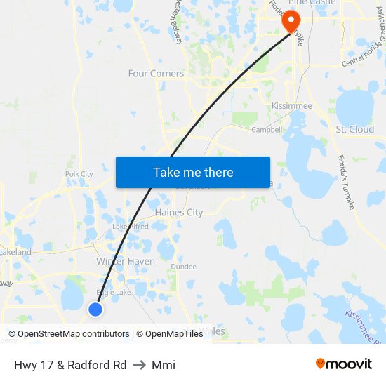 Hwy 17 & Radford Rd to Mmi map