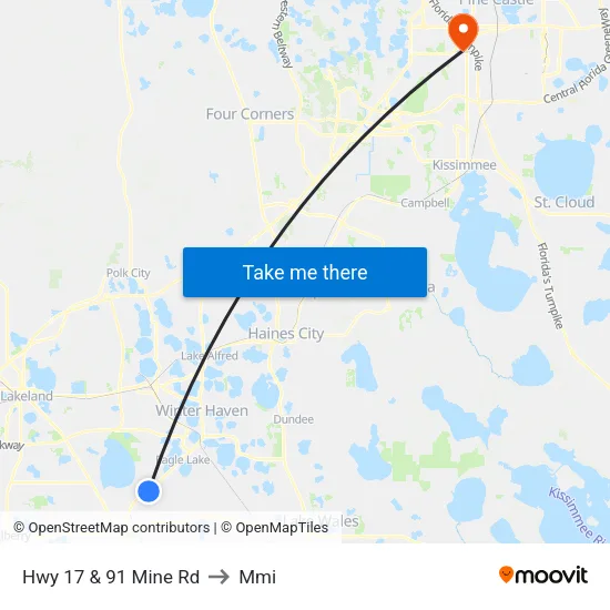 Hwy 17 & 91 Mine Rd to Mmi map