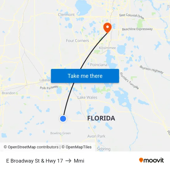 E Broadway St & Hwy 17 to Mmi map