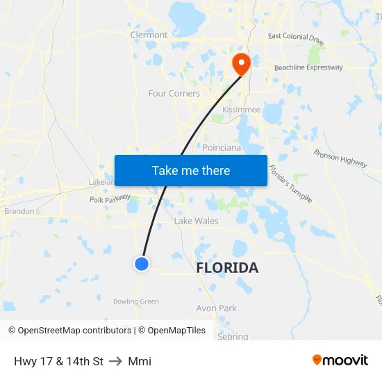 Hwy 17 & 14th St to Mmi map