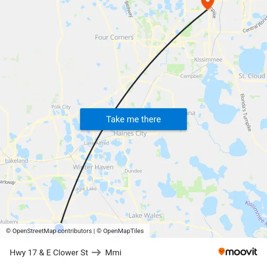 Hwy 17 & E Clower St to Mmi map