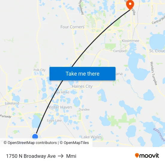 1750 N Broadway Ave to Mmi map