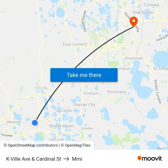 K-Ville Ave & Cardinal St to Mmi map
