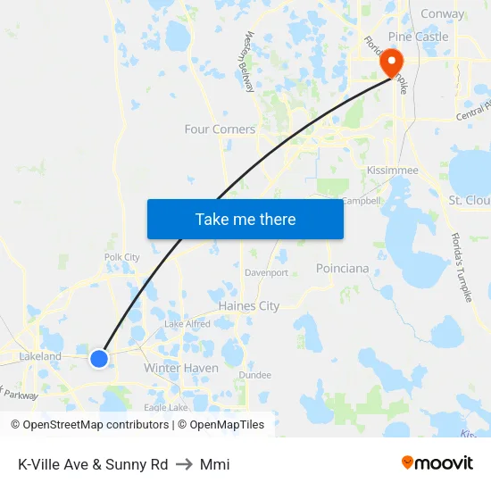 K-Ville Ave & Sunny Rd to Mmi map