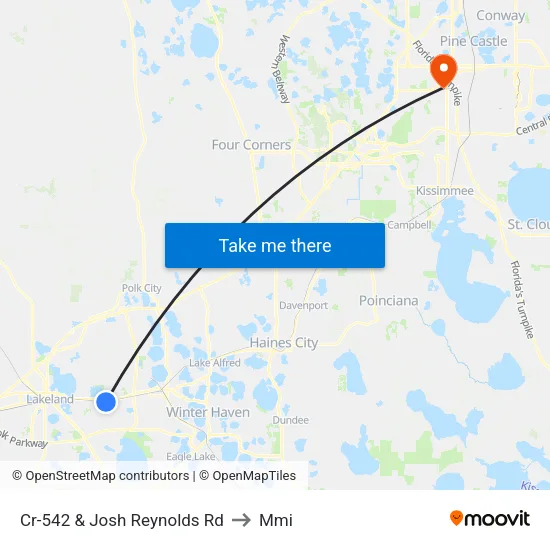 Cr-542 & Josh Reynolds Rd to Mmi map