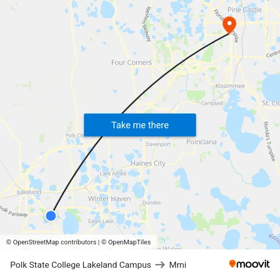 Polk State College Lakeland Campus to Mmi map