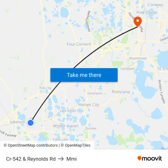 Cr-542 & Reynolds Rd to Mmi map