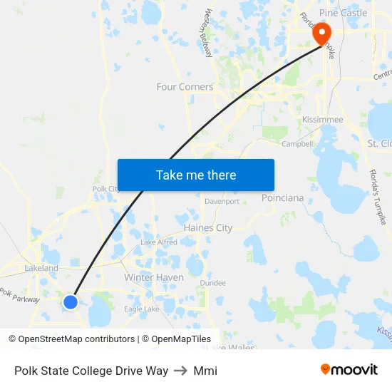 Polk State College Drive Way to Mmi map