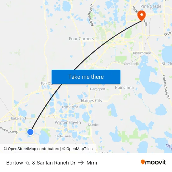 Bartow Rd & Sanlan Ranch Dr to Mmi map