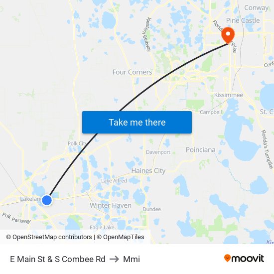 E Main St & S Combee Rd to Mmi map