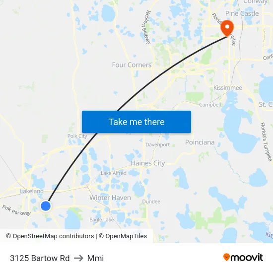 3125 Bartow Rd to Mmi map