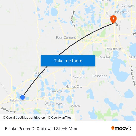 E Lake Parker Dr & Idlewild St to Mmi map