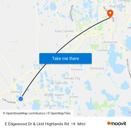 E Edgewood Dr & Lkld Highlands Rd to Mmi map