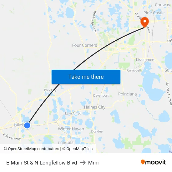 E Main St & N Longfellow Blvd to Mmi map