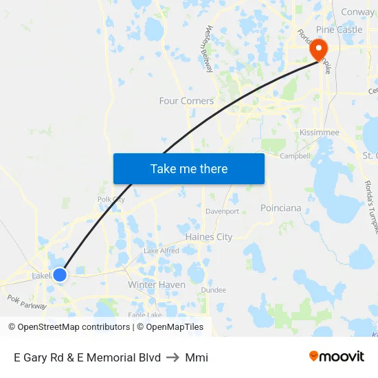 E Gary Rd & E Memorial Blvd to Mmi map