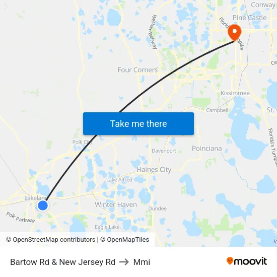 Bartow Rd & New Jersey Rd to Mmi map