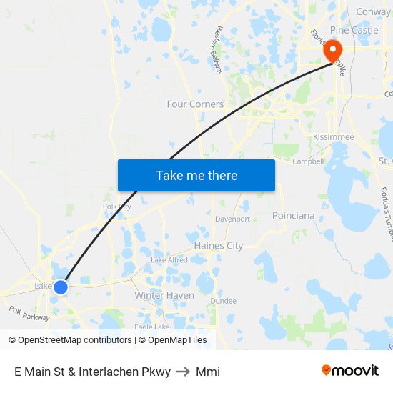 E Main St & Interlachen Pkwy to Mmi map