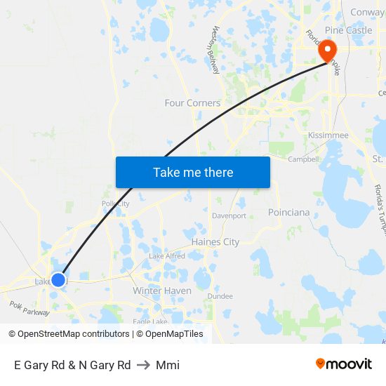 E Gary Rd & N Gary Rd to Mmi map