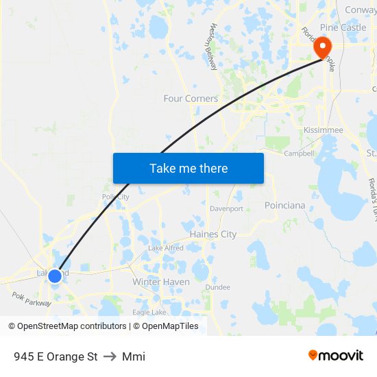 945 E Orange St to Mmi map
